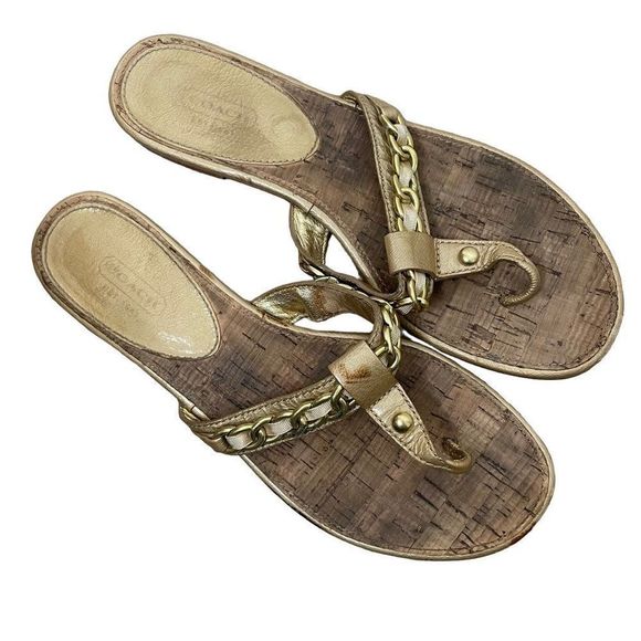 Coach Shoes Coachrizzo Sandals In Gold Cork Size 9 Poshmark